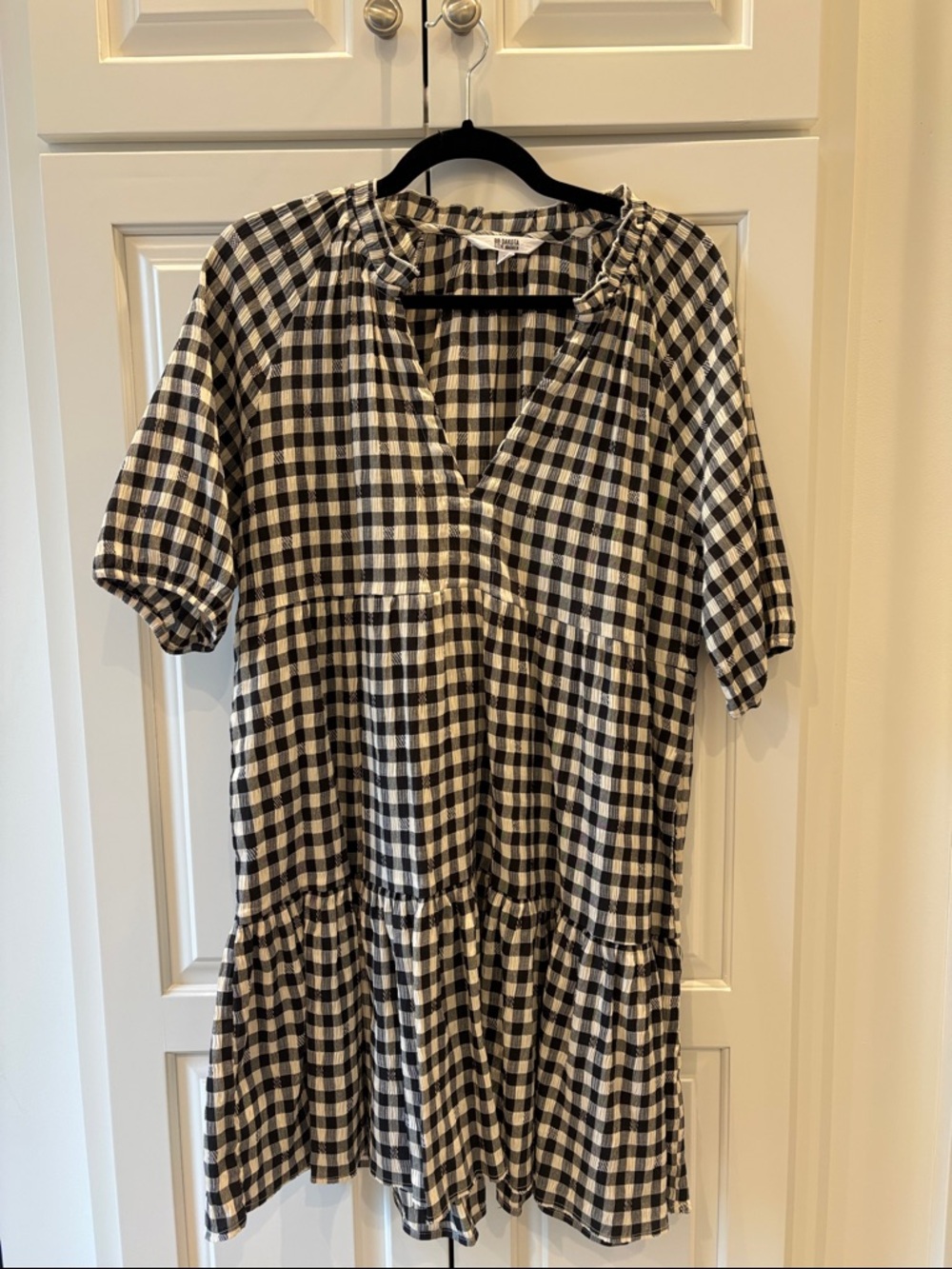 BB Dakota by Steve Madden Black and White Gingham Tiered Dress